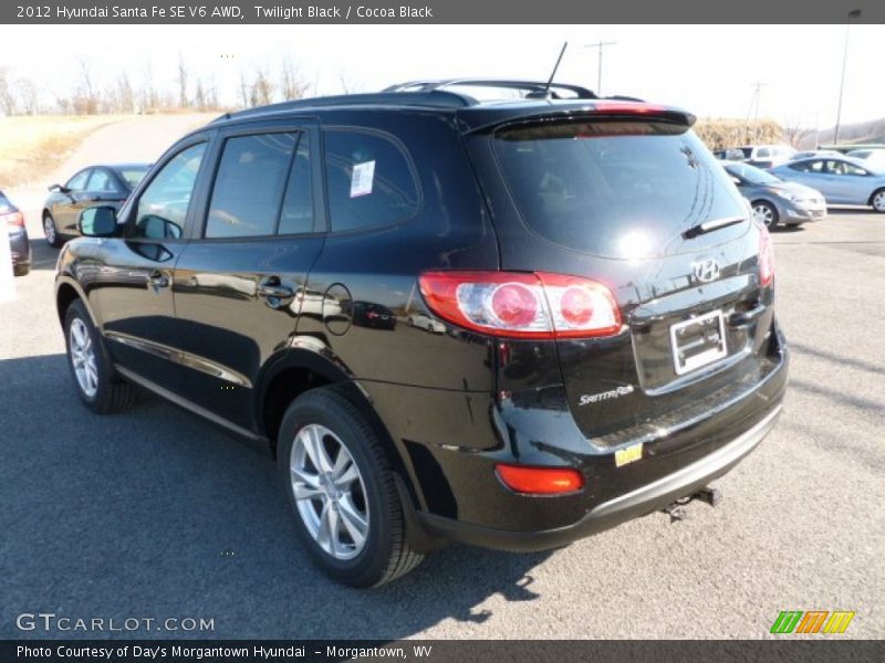 Twilight Black / Cocoa Black 2012 Hyundai Santa Fe SE V6 AWD