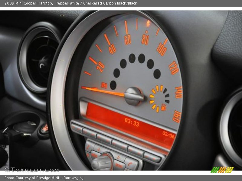 Pepper White / Checkered Carbon Black/Black 2009 Mini Cooper Hardtop