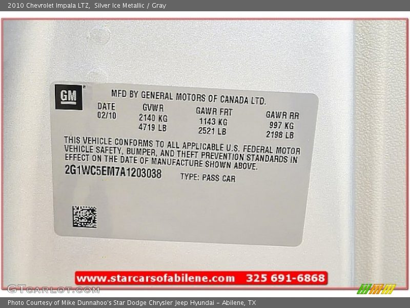 Silver Ice Metallic / Gray 2010 Chevrolet Impala LTZ