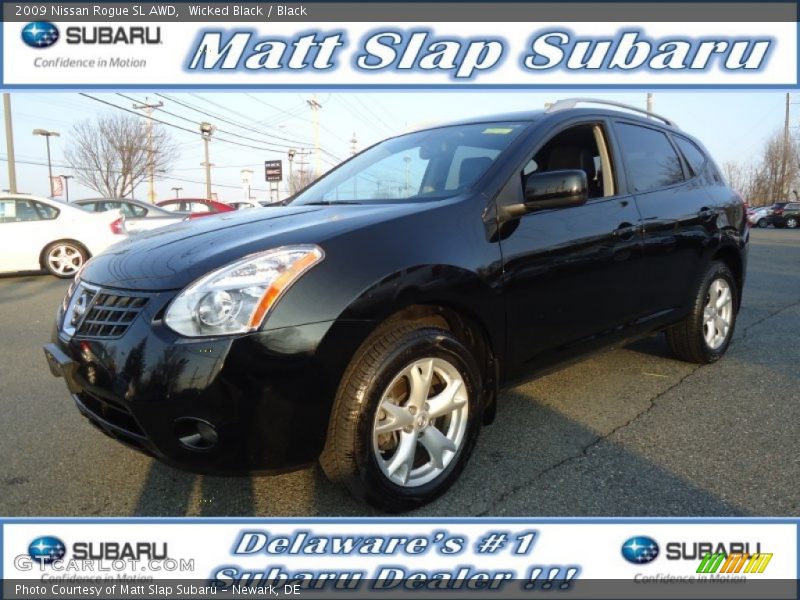 Wicked Black / Black 2009 Nissan Rogue SL AWD