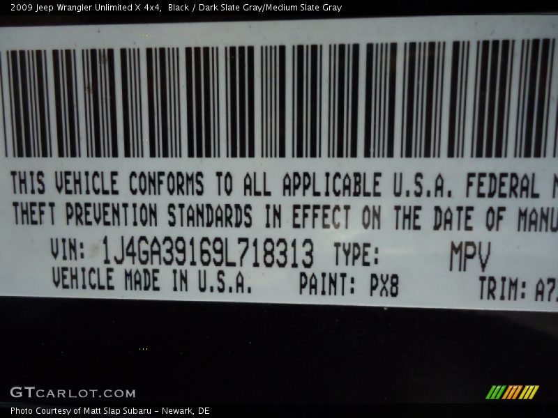 Black / Dark Slate Gray/Medium Slate Gray 2009 Jeep Wrangler Unlimited X 4x4