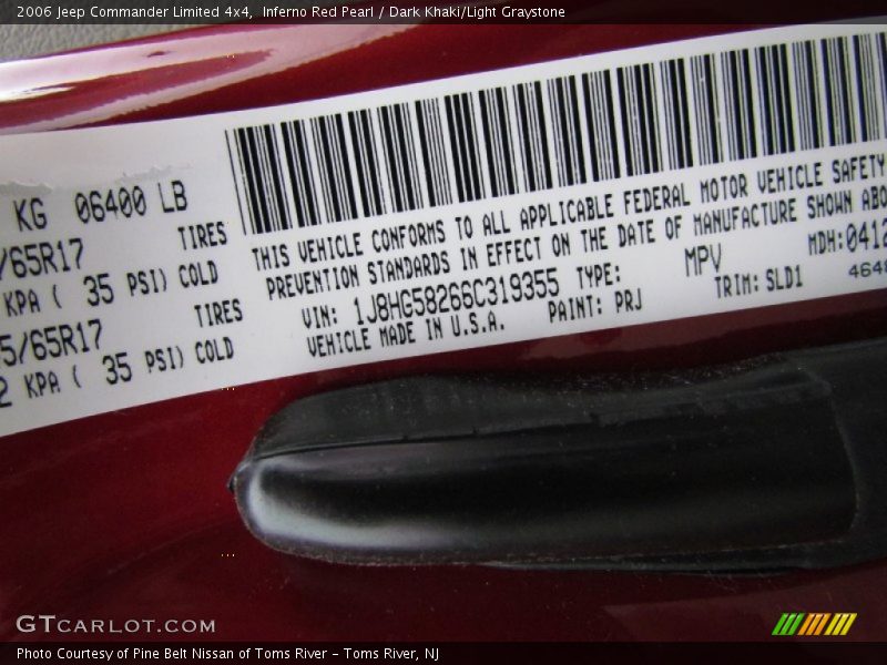 Inferno Red Pearl / Dark Khaki/Light Graystone 2006 Jeep Commander Limited 4x4