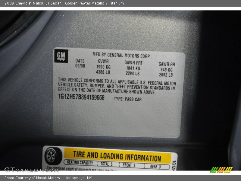Golden Pewter Metallic / Titanium 2009 Chevrolet Malibu LT Sedan
