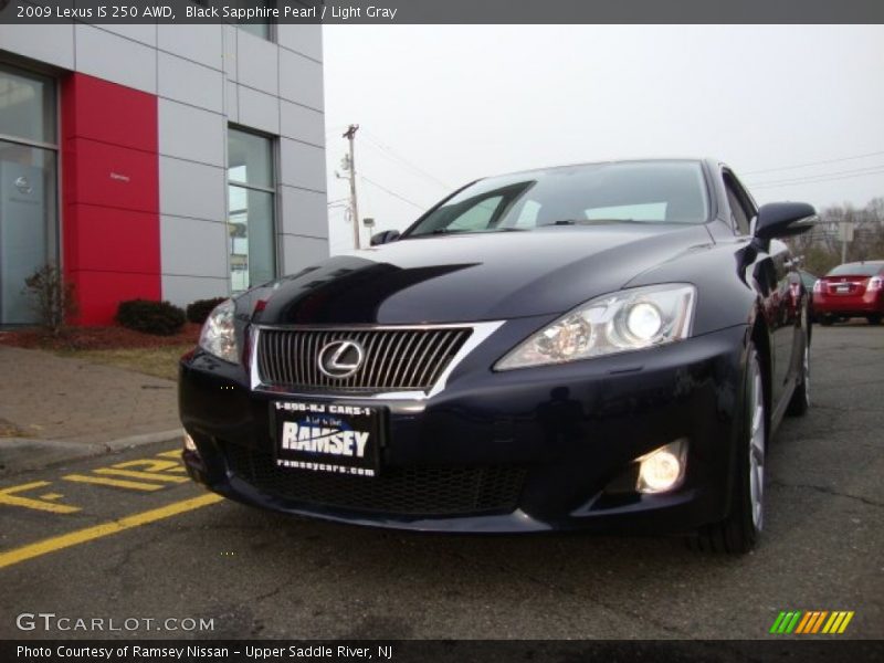 Black Sapphire Pearl / Light Gray 2009 Lexus IS 250 AWD