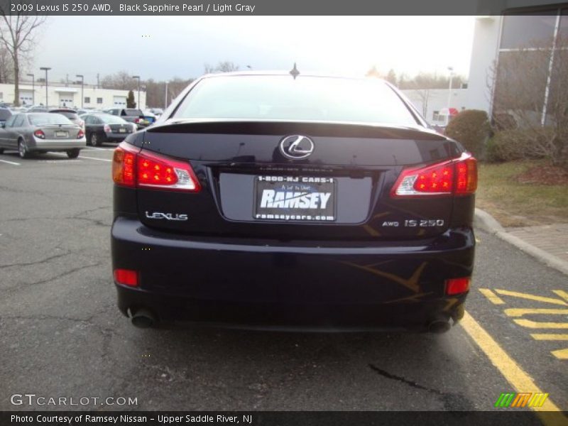Black Sapphire Pearl / Light Gray 2009 Lexus IS 250 AWD