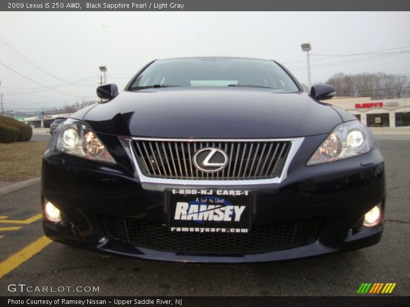 Black Sapphire Pearl / Light Gray 2009 Lexus IS 250 AWD