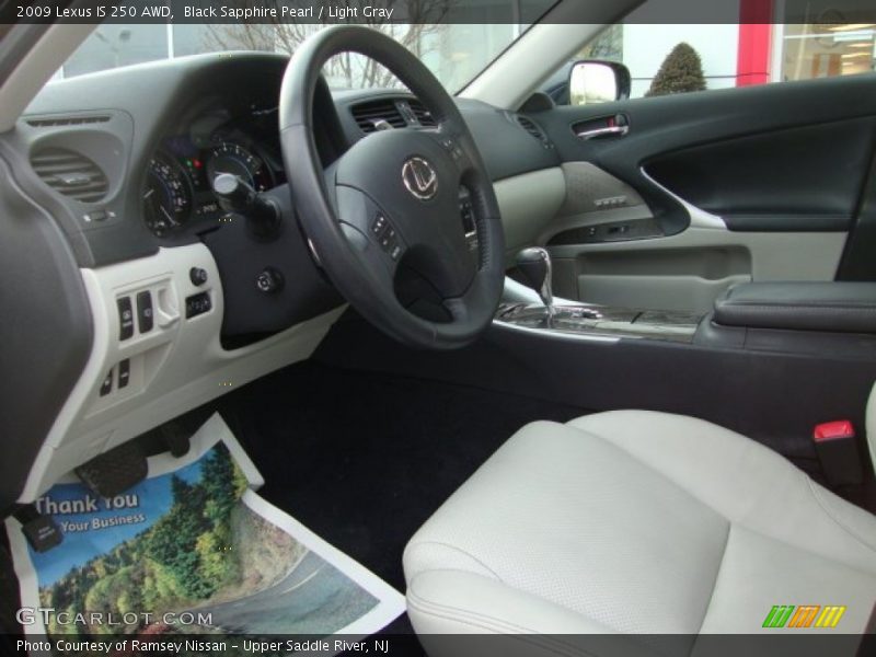 Black Sapphire Pearl / Light Gray 2009 Lexus IS 250 AWD