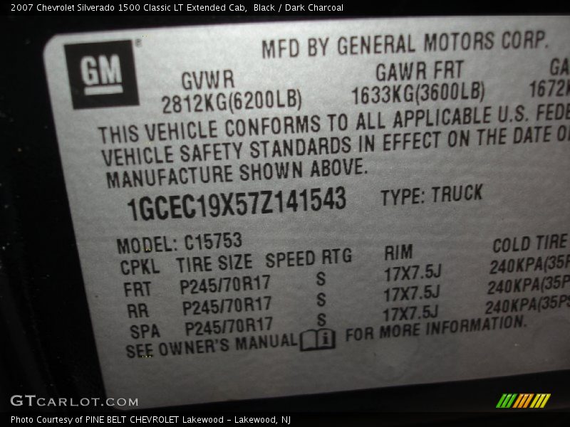 Black / Dark Charcoal 2007 Chevrolet Silverado 1500 Classic LT Extended Cab