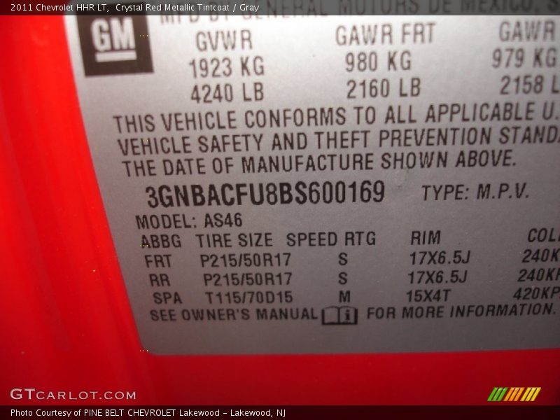 Crystal Red Metallic Tintcoat / Gray 2011 Chevrolet HHR LT