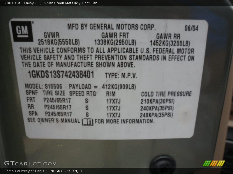 Silver Green Metallic / Light Tan 2004 GMC Envoy SLT