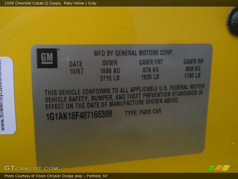 Rally Yellow / Gray 2008 Chevrolet Cobalt LS Coupe