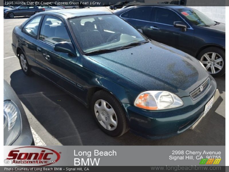 Cypress Green Pearl / Gray 1998 Honda Civic EX Coupe
