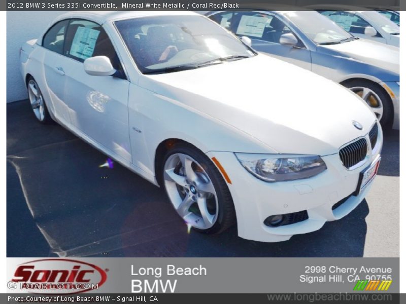 Mineral White Metallic / Coral Red/Black 2012 BMW 3 Series 335i Convertible