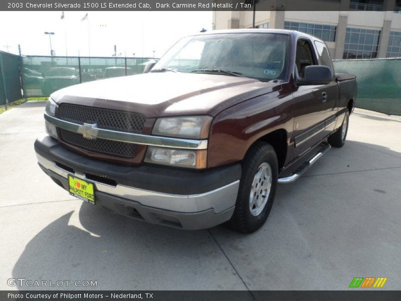 Dark Carmine Red Metallic / Tan 2003 Chevrolet Silverado 1500 LS Extended Cab