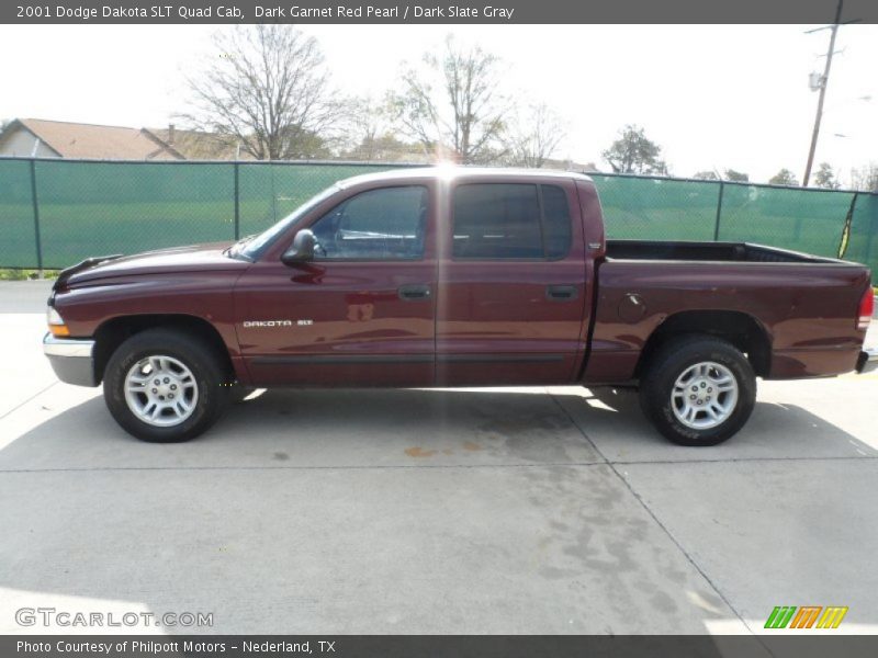 Dark Garnet Red Pearl / Dark Slate Gray 2001 Dodge Dakota SLT Quad Cab