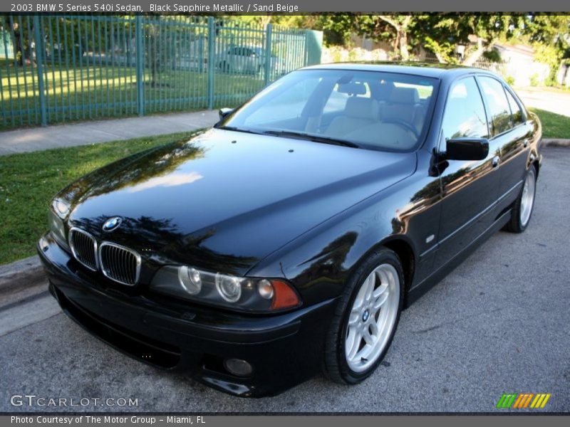 Black Sapphire Metallic / Sand Beige 2003 BMW 5 Series 540i Sedan