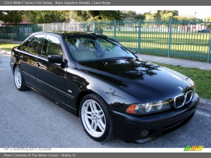 Black Sapphire Metallic / Sand Beige 2003 BMW 5 Series 540i Sedan
