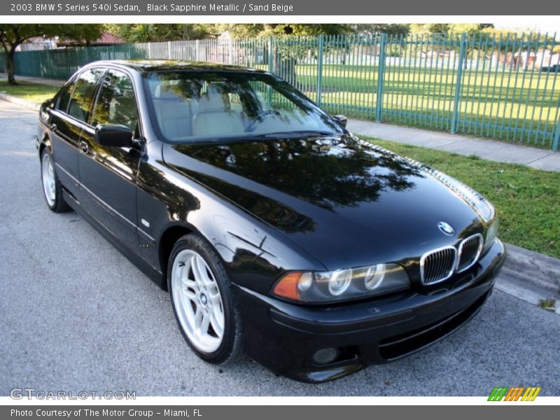 Black Sapphire Metallic / Sand Beige 2003 BMW 5 Series 540i Sedan