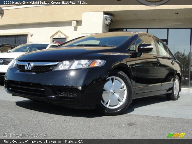 Crystal Black Pearl / Beige 2009 Honda Civic Hybrid Sedan