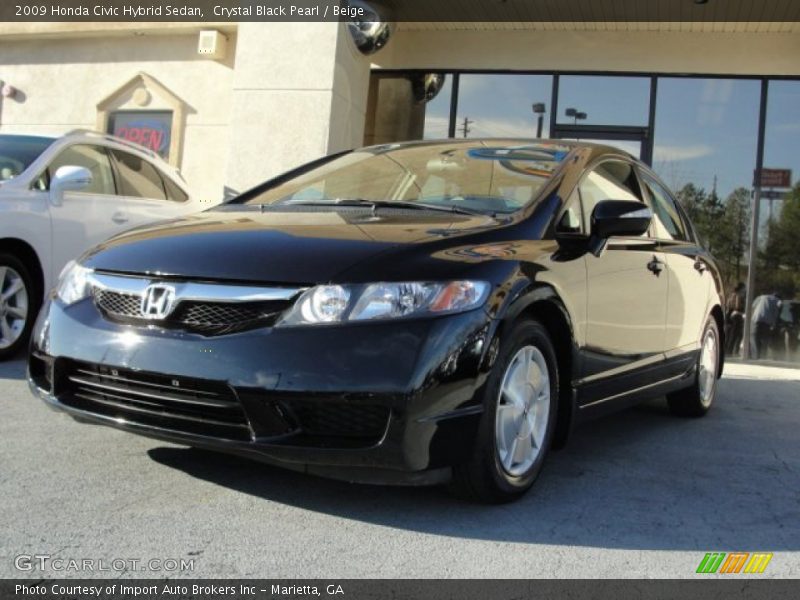 Crystal Black Pearl / Beige 2009 Honda Civic Hybrid Sedan
