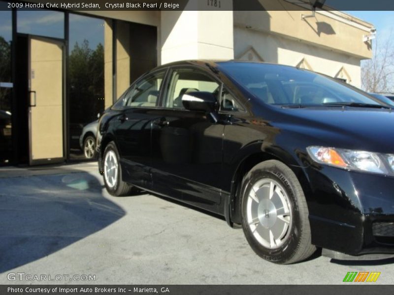 Crystal Black Pearl / Beige 2009 Honda Civic Hybrid Sedan