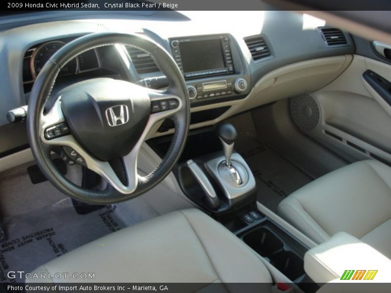 Crystal Black Pearl / Beige 2009 Honda Civic Hybrid Sedan