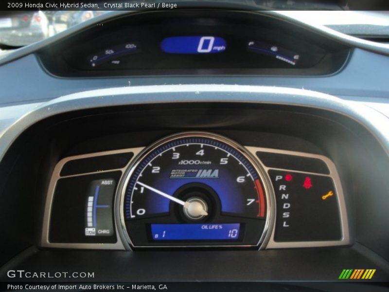 Crystal Black Pearl / Beige 2009 Honda Civic Hybrid Sedan