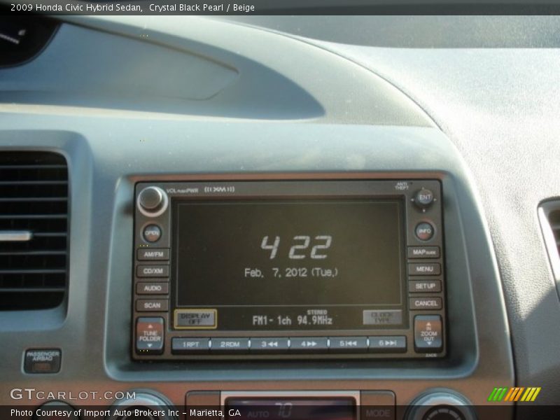 Crystal Black Pearl / Beige 2009 Honda Civic Hybrid Sedan