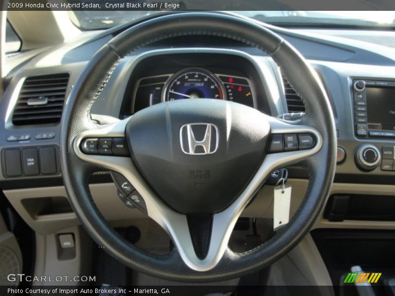 Crystal Black Pearl / Beige 2009 Honda Civic Hybrid Sedan