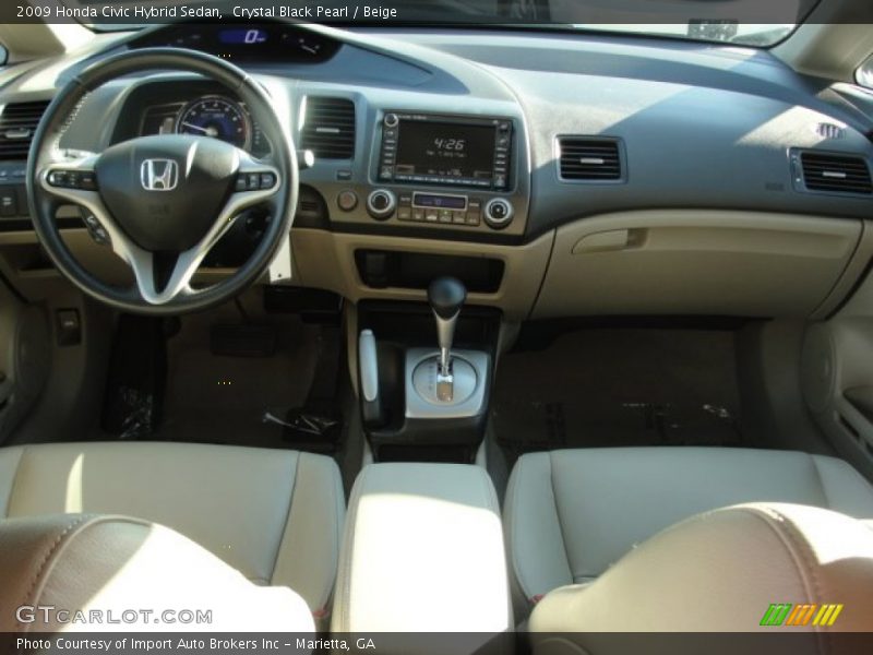 Crystal Black Pearl / Beige 2009 Honda Civic Hybrid Sedan