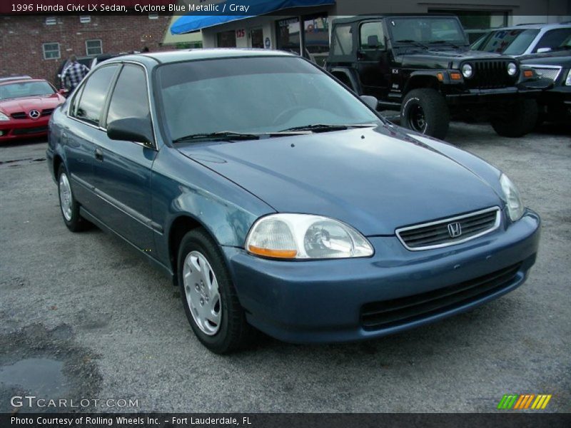 Cyclone Blue Metallic / Gray 1996 Honda Civic LX Sedan