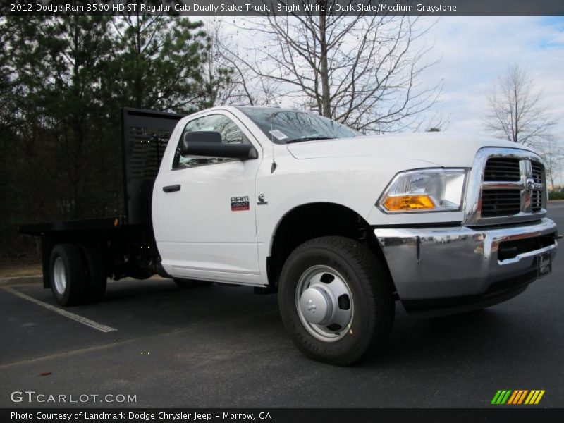 Bright White / Dark Slate/Medium Graystone 2012 Dodge Ram 3500 HD ST Regular Cab Dually Stake Truck