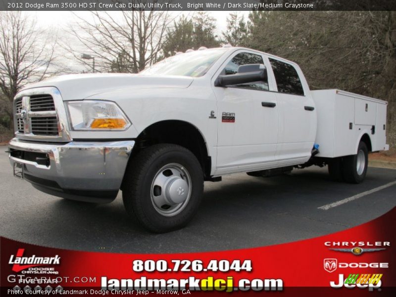 Bright White / Dark Slate/Medium Graystone 2012 Dodge Ram 3500 HD ST Crew Cab Dually Utility Truck