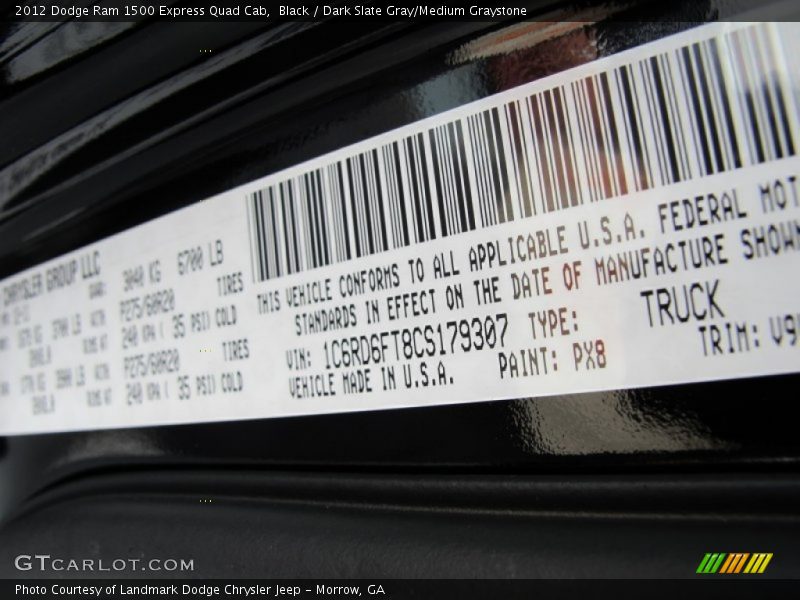 Black / Dark Slate Gray/Medium Graystone 2012 Dodge Ram 1500 Express Quad Cab