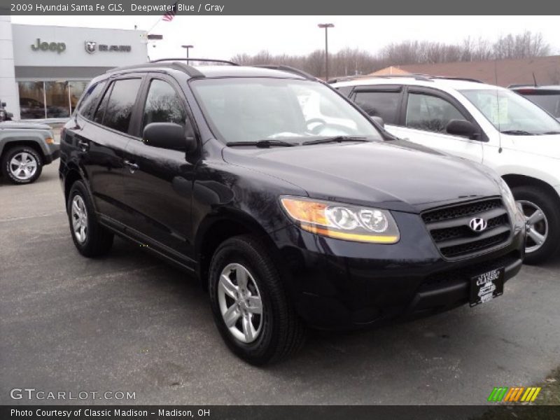 Deepwater Blue / Gray 2009 Hyundai Santa Fe GLS