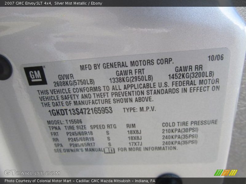 Silver Mist Metallic / Ebony 2007 GMC Envoy SLT 4x4