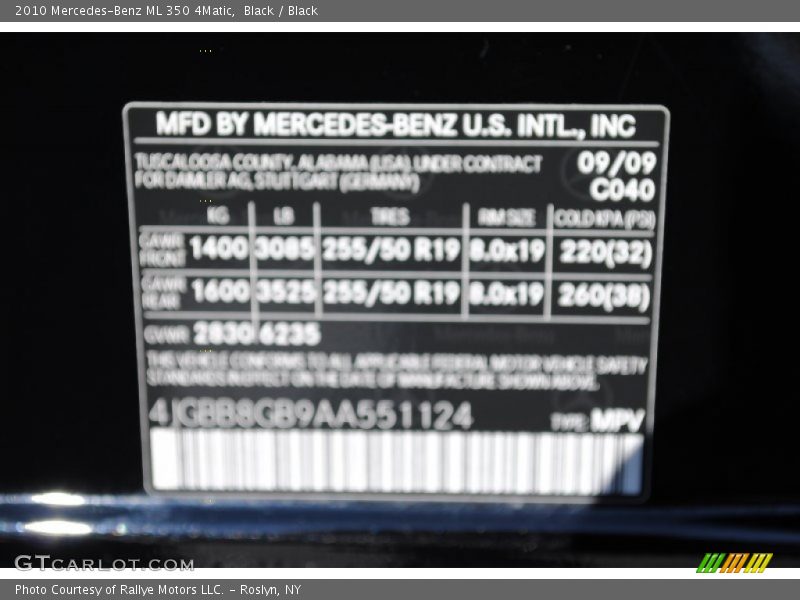 Black / Black 2010 Mercedes-Benz ML 350 4Matic