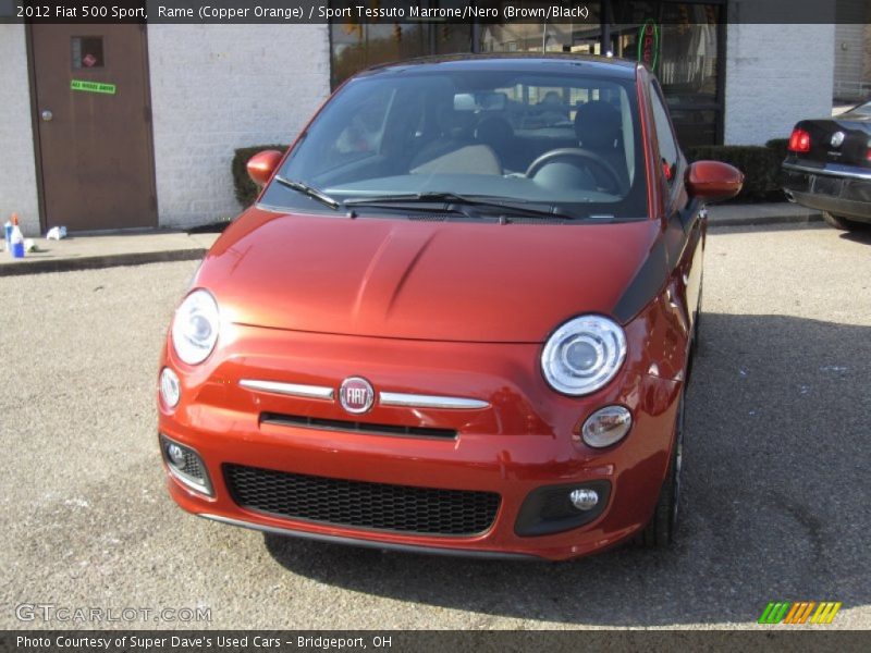 Rame (Copper Orange) / Sport Tessuto Marrone/Nero (Brown/Black) 2012 Fiat 500 Sport