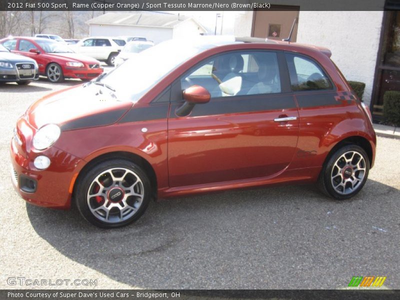 Rame (Copper Orange) / Sport Tessuto Marrone/Nero (Brown/Black) 2012 Fiat 500 Sport