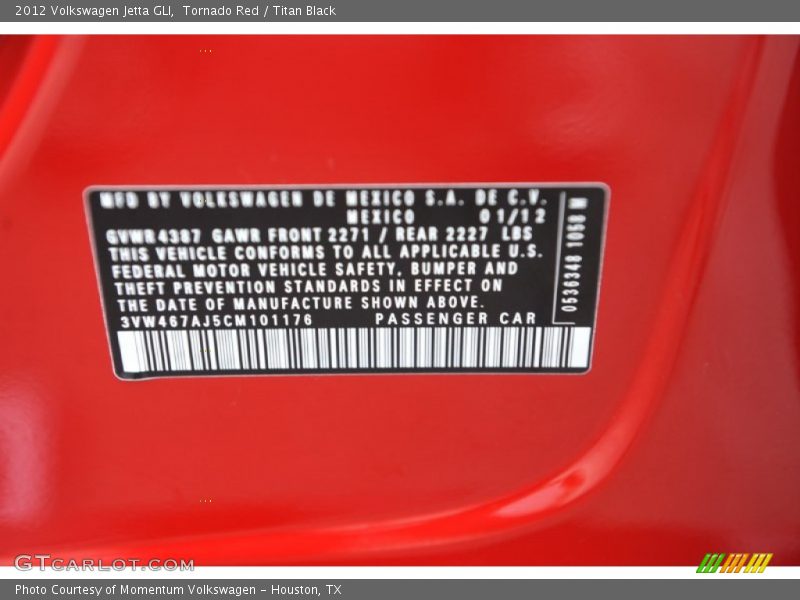 Tornado Red / Titan Black 2012 Volkswagen Jetta GLI