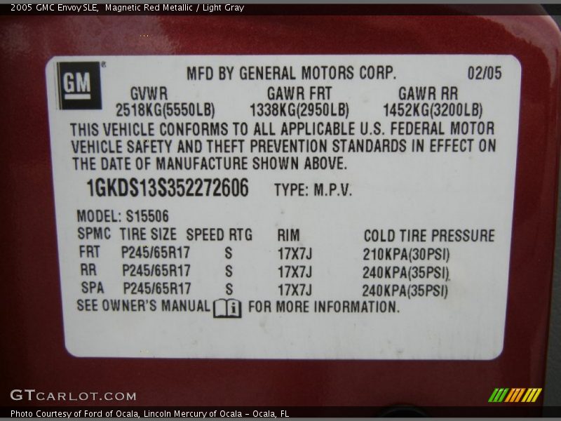 Magnetic Red Metallic / Light Gray 2005 GMC Envoy SLE