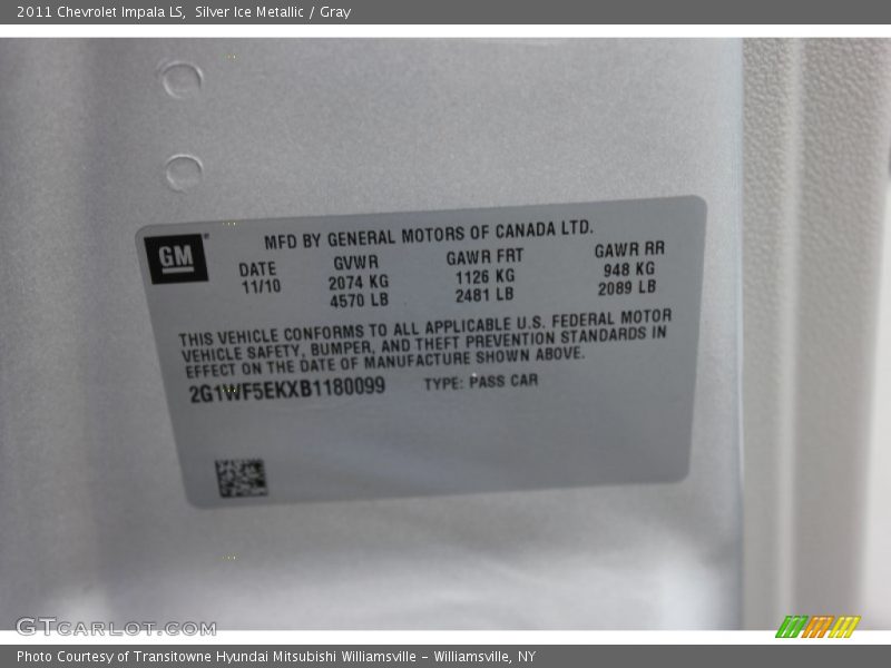 Silver Ice Metallic / Gray 2011 Chevrolet Impala LS