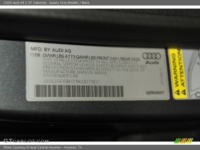 Quartz Grey Metallic / Black 2009 Audi A4 2.0T Cabriolet
