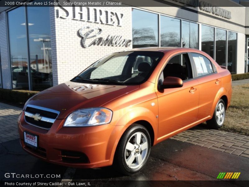 Spicy Orange Metallic / Charcoal 2008 Chevrolet Aveo LS Sedan