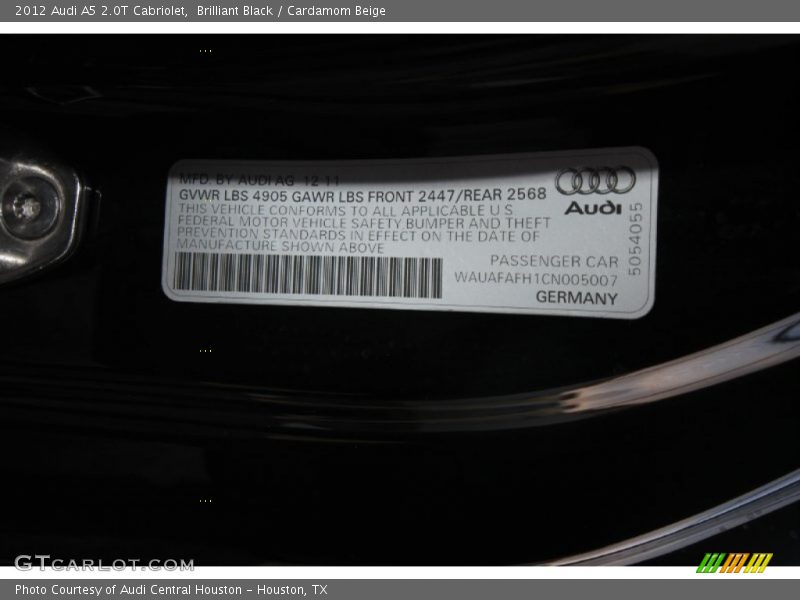 Brilliant Black / Cardamom Beige 2012 Audi A5 2.0T Cabriolet