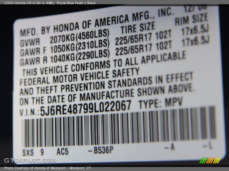 Royal Blue Pearl / Black 2009 Honda CR-V EX-L 4WD