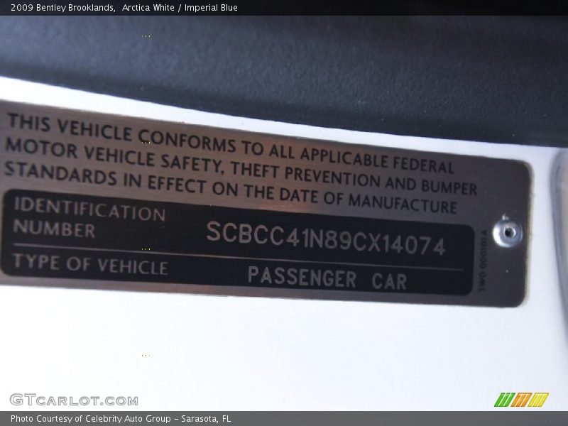 Arctica White / Imperial Blue 2009 Bentley Brooklands