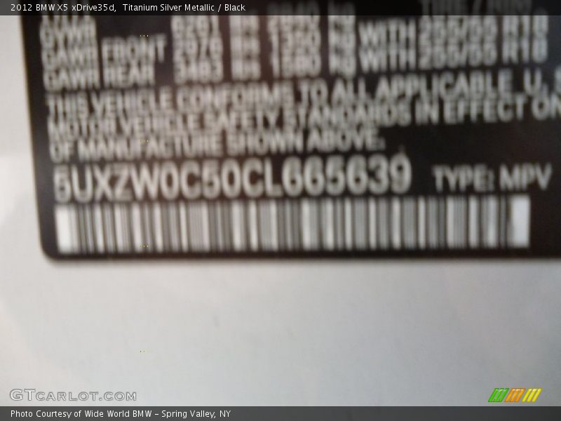 Titanium Silver Metallic / Black 2012 BMW X5 xDrive35d