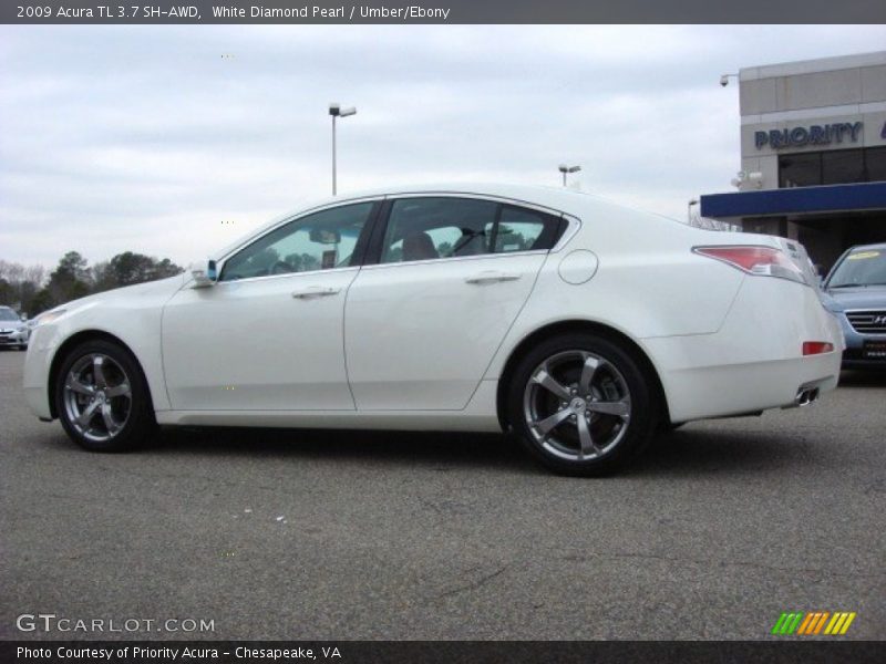 White Diamond Pearl / Umber/Ebony 2009 Acura TL 3.7 SH-AWD
