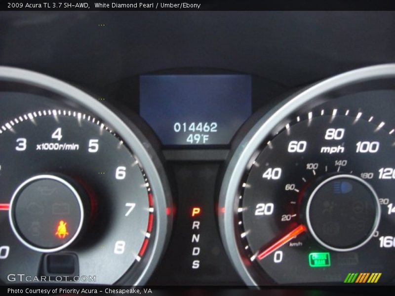 White Diamond Pearl / Umber/Ebony 2009 Acura TL 3.7 SH-AWD